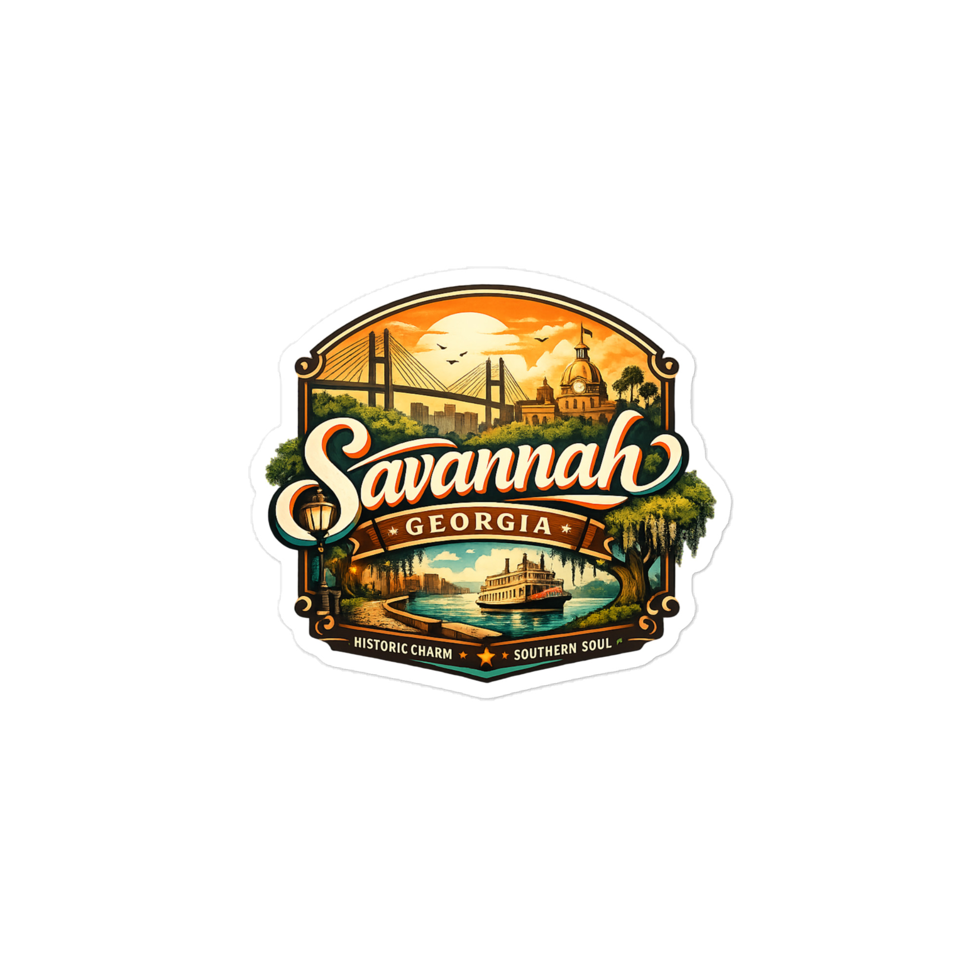 die-cut-stickers-satin-6x6-front-6a739b31971d9.jpg Southern Aloha - Savannah - Die-cut stickers - Image 1